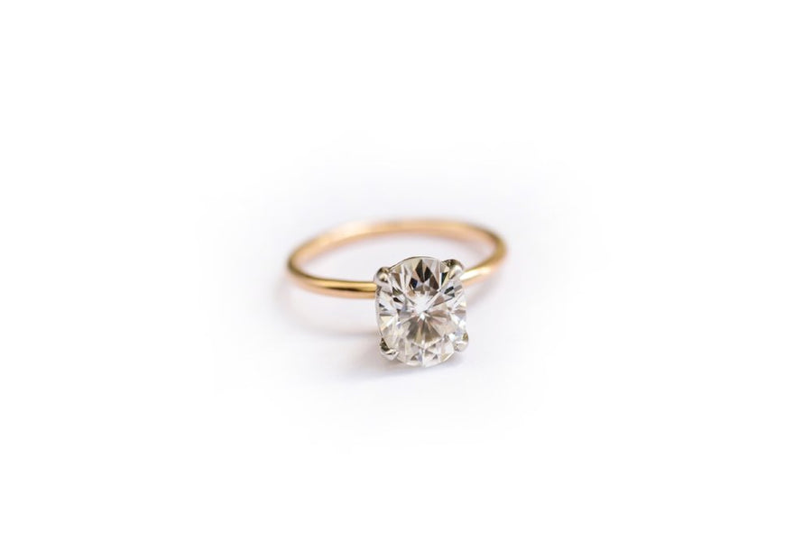 Catherine | Oval Moissanite Engagement Ring 14k Rose Gold Thin Band - Melissa Tyson Designs