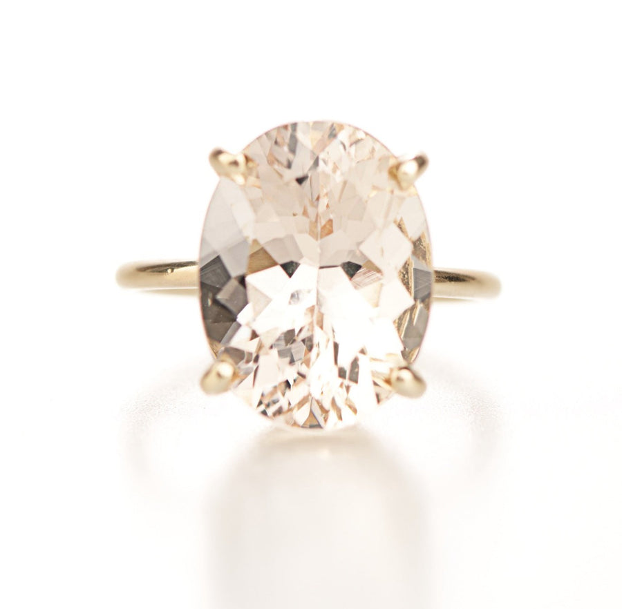 Palest Pink Morganite Oval Ring in 14k Gold - MTD