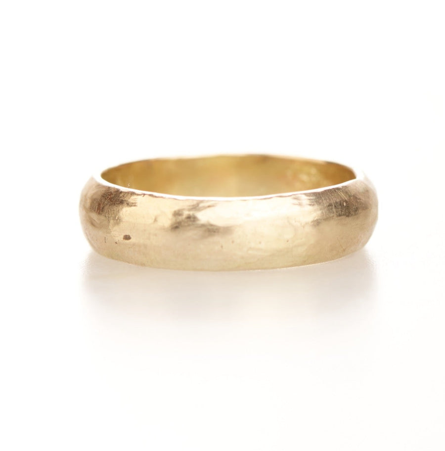 Like a River 14k Gold Heavy Domed Hammered Mens Wedding Band - MTD