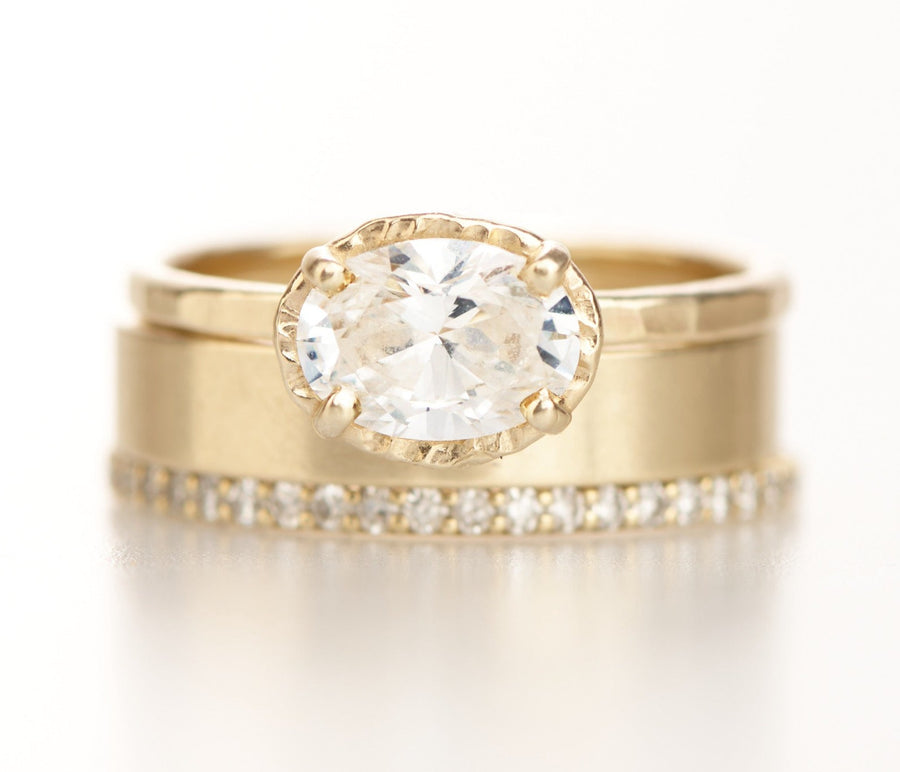 Naomi Stacking Engagement Ring Set Featuring East West Oval Diamond - MTD