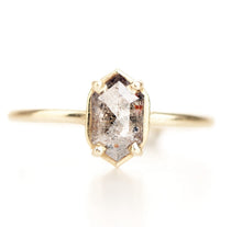 Kensie Elongated Hexagon Salt & Pepper Diamond Engagement Ring - MTD