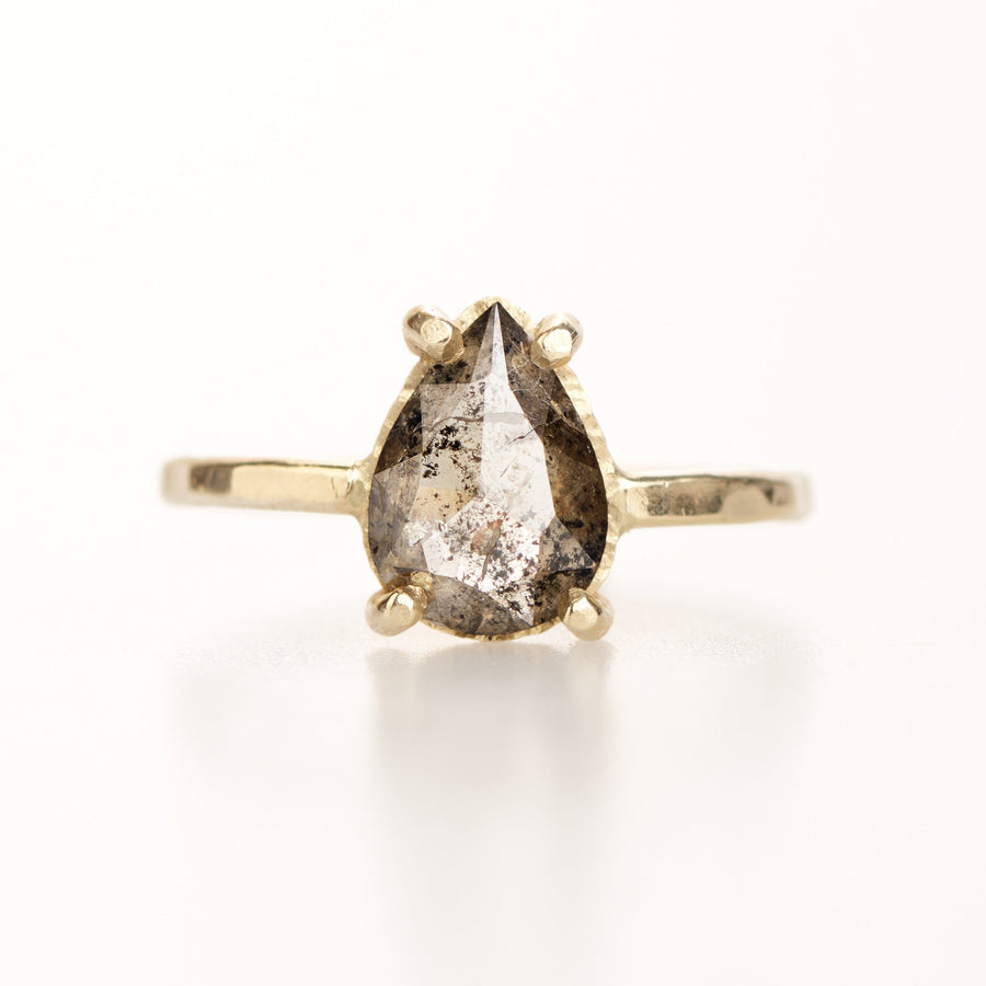 2ct Pear Salt and Pepper Diamond Engagement Ring Ready To Ship - MTD