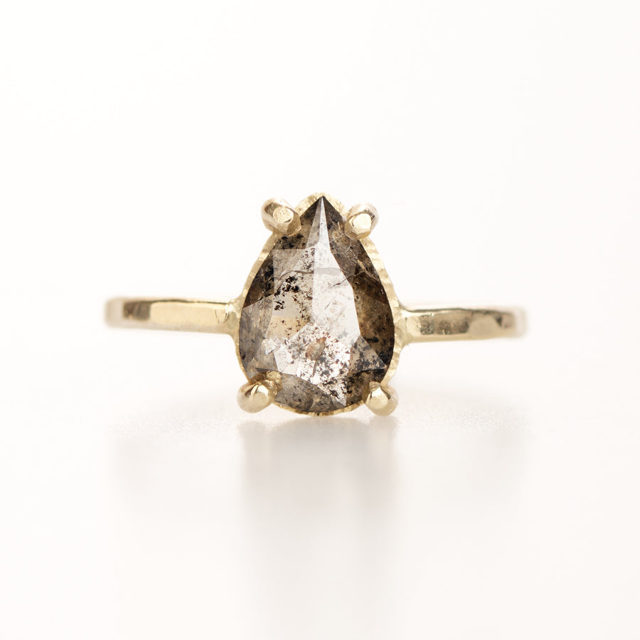 Delia 2ct Pear Salt and Pepper Diamond Engagement Ring - MTD