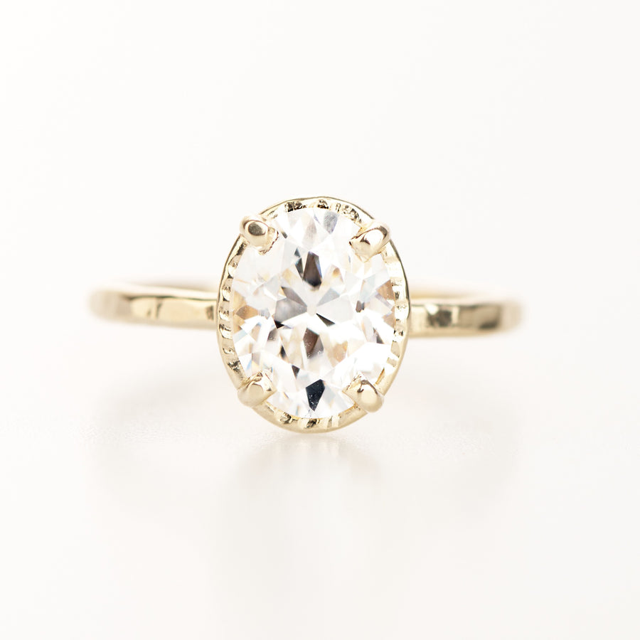 Anise 2ct Oval Engagement Ring Hammered Halo - MTD