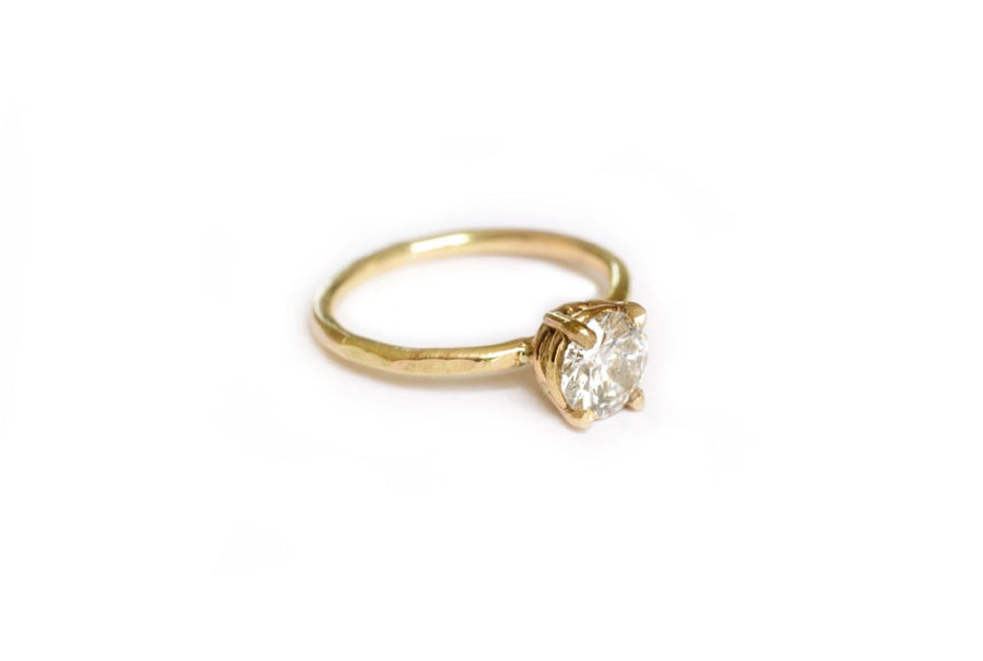 Treasure | Diamond Solitare Conflict Free and Recycled 14k Hammered Gold  Thin Band Engagement Ring - Melissa Tyson Designs