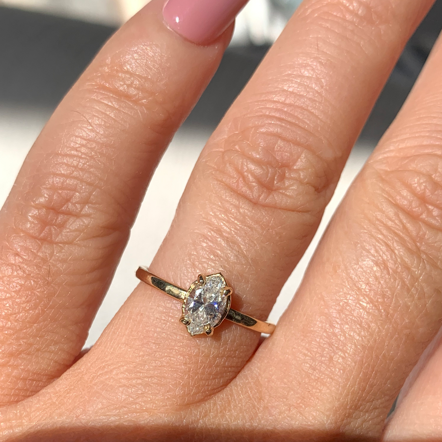 Allison | Marquise Diamond Engagement Ring Hammered Halo and Hammered Band - MTD