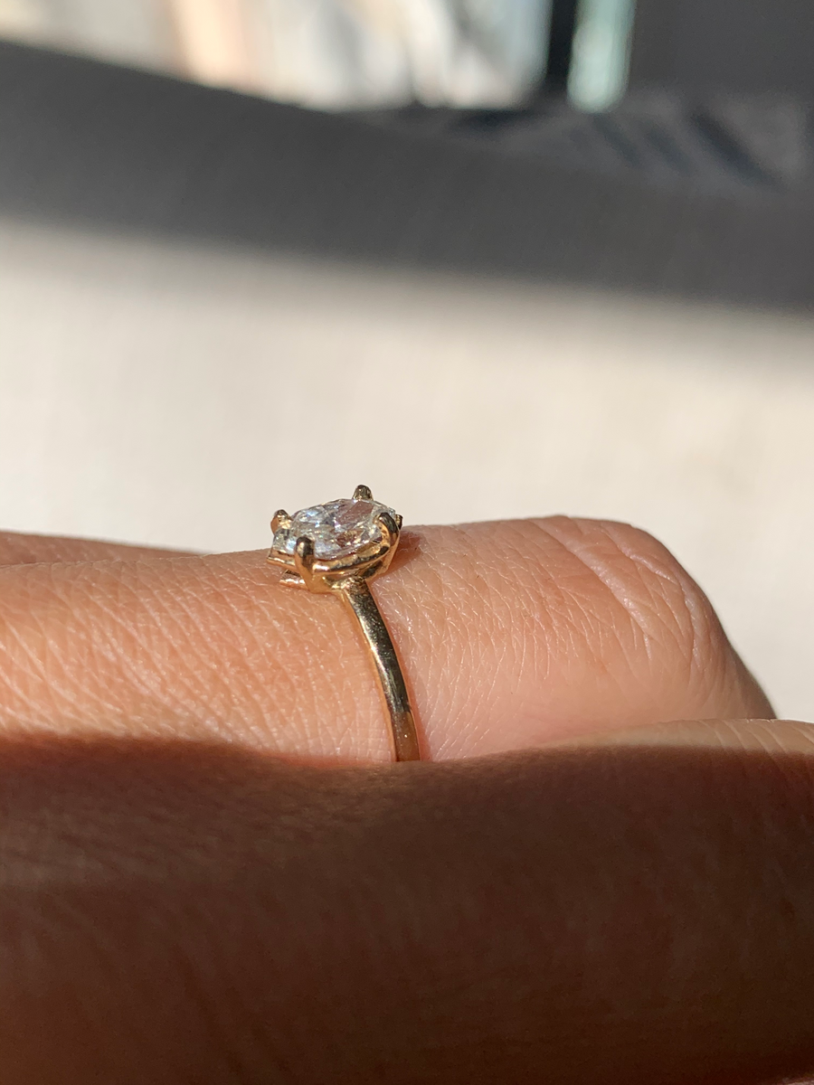 Allison | Marquise Diamond Engagement Ring Hammered Halo and Hammered Band - MTD