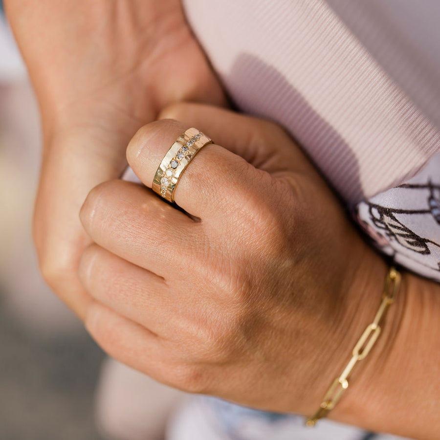 Hand hammered sales wedding band