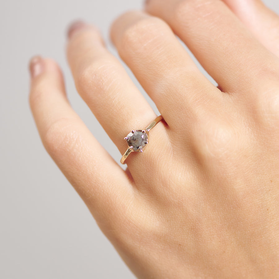 Thena Gray Diamond 6 Prong Low Profile Ring - MTD