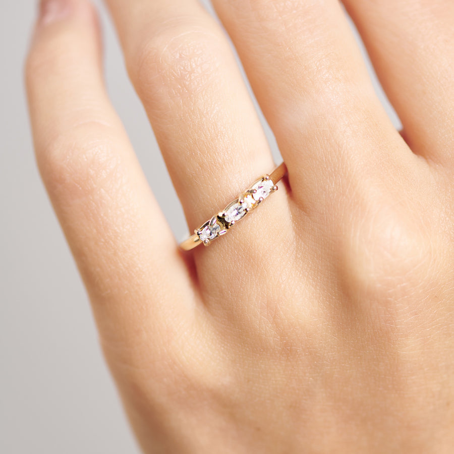 Bethany 3 Stone East West Oval Stacking Ring - MTD
