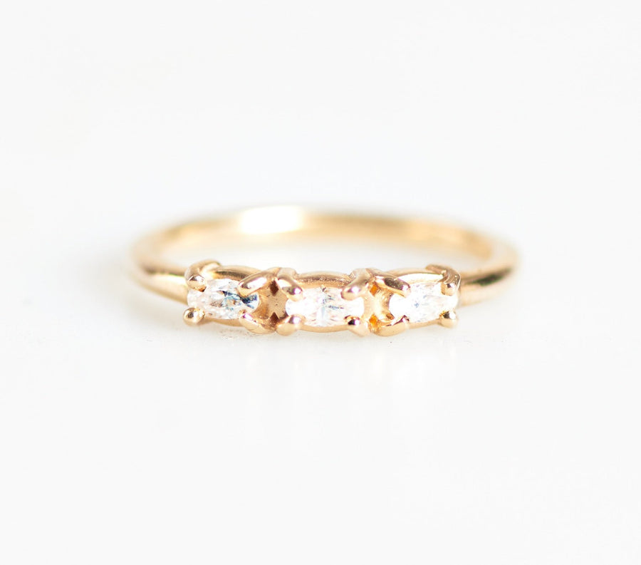 Bethany 3 Stone East West Oval Stacking Ring - MTD