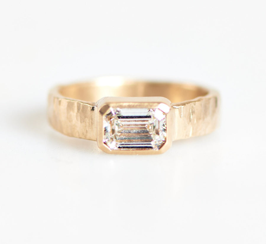 Esme Emerald Cut Lab Diamond East West Engagement Ring - MTD