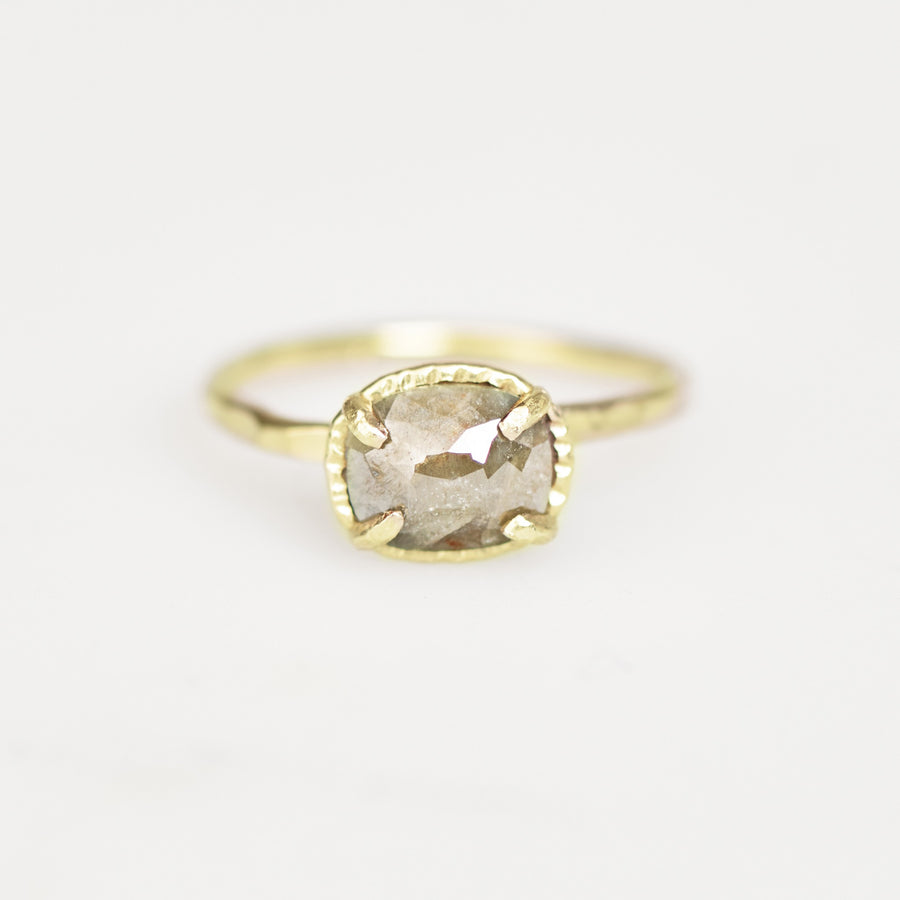 Honey | 2ct Oval Salt and Pepper Diamond 14k Yellow Gold Engagement Ring - MTD