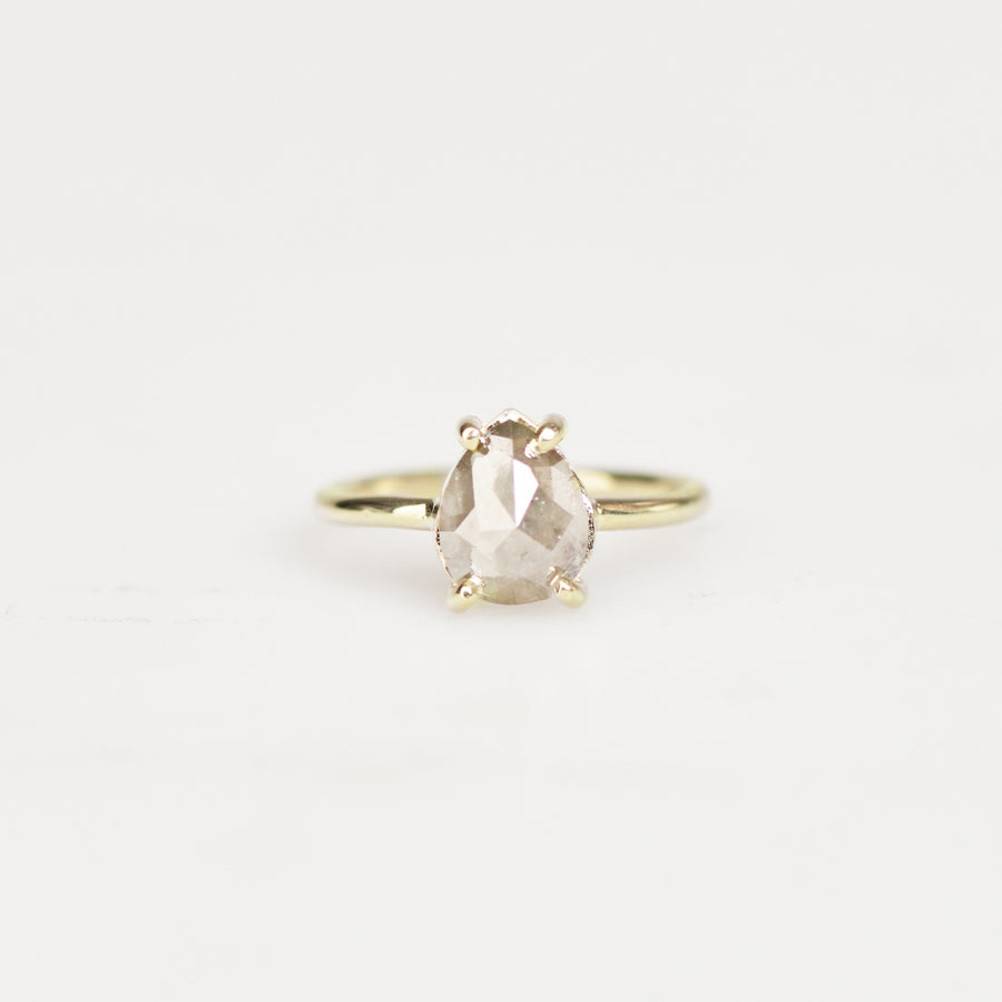 Ophelia | 1.5ct Salt and Pepper Pear Light Icy Gray Diamond Engagement Ring 14k Yellow Gold - MTD