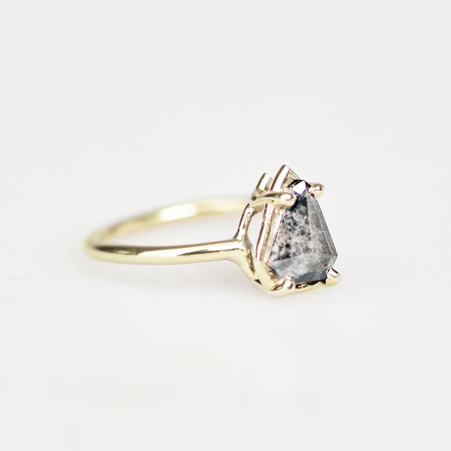 Scarlett | 1.1ct Shield Cut Salt and Pepper Diamond Engagement Ring 14k Yellow Gold - MTD