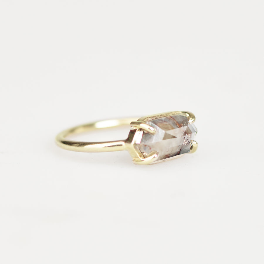 Isabella | 2.25ct Salt and Pepper Diamond Elongated Hexagon Engagement Ring 14k Yellow Gold - MTD