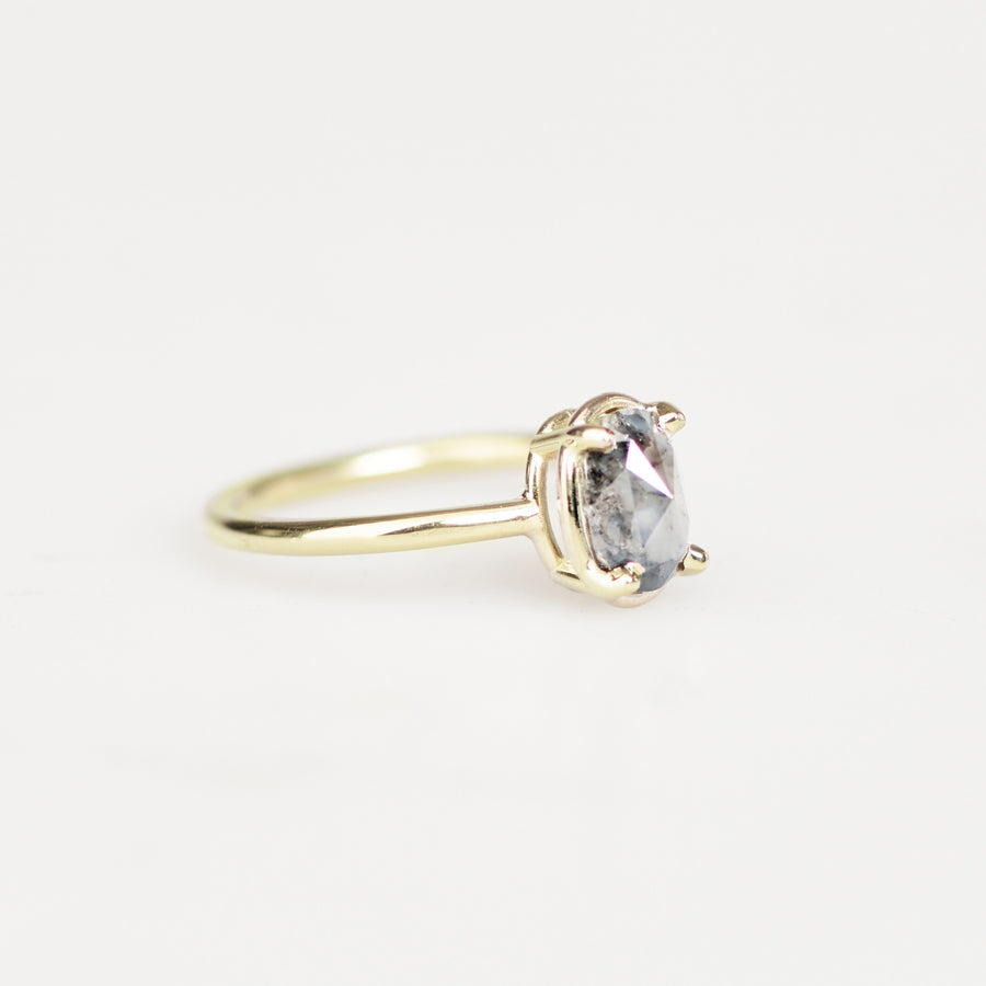 Margaret | 1ct Oval Salt and Pepper Diamond Engagement Ring 14k Yellow Gold - MTD