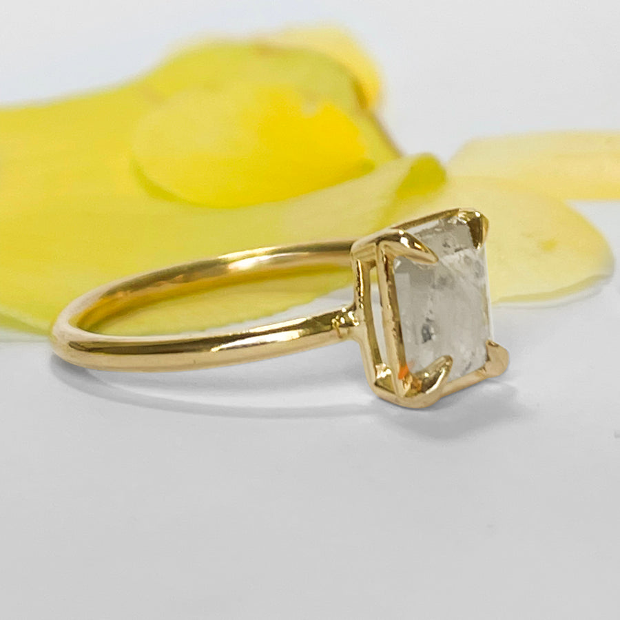 Kendy Emerald Cut Salt and Pepper Engagement Ring - MTD