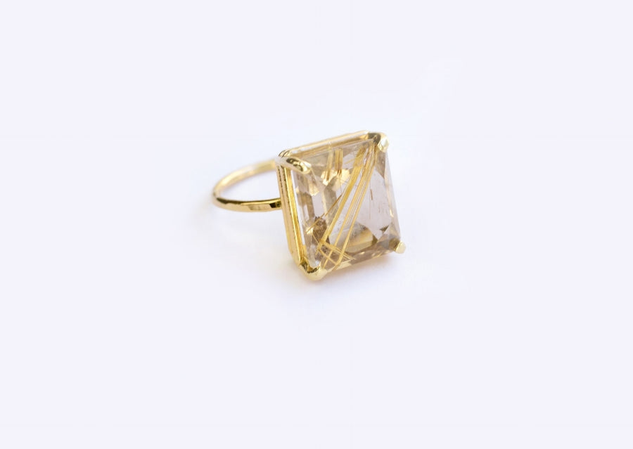 Golden Days | Rudilated Quartz Engagement Ring - Melissa Tyson Designs