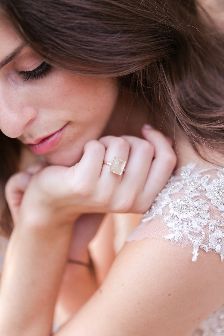 Golden Days | Rudilated Quartz Engagement Ring - Melissa Tyson Designs