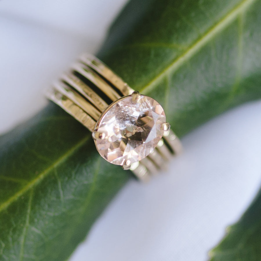 Amanda | Oval Morganite 14k Gold Thin Engagement Ring - Melissa Tyson Designs