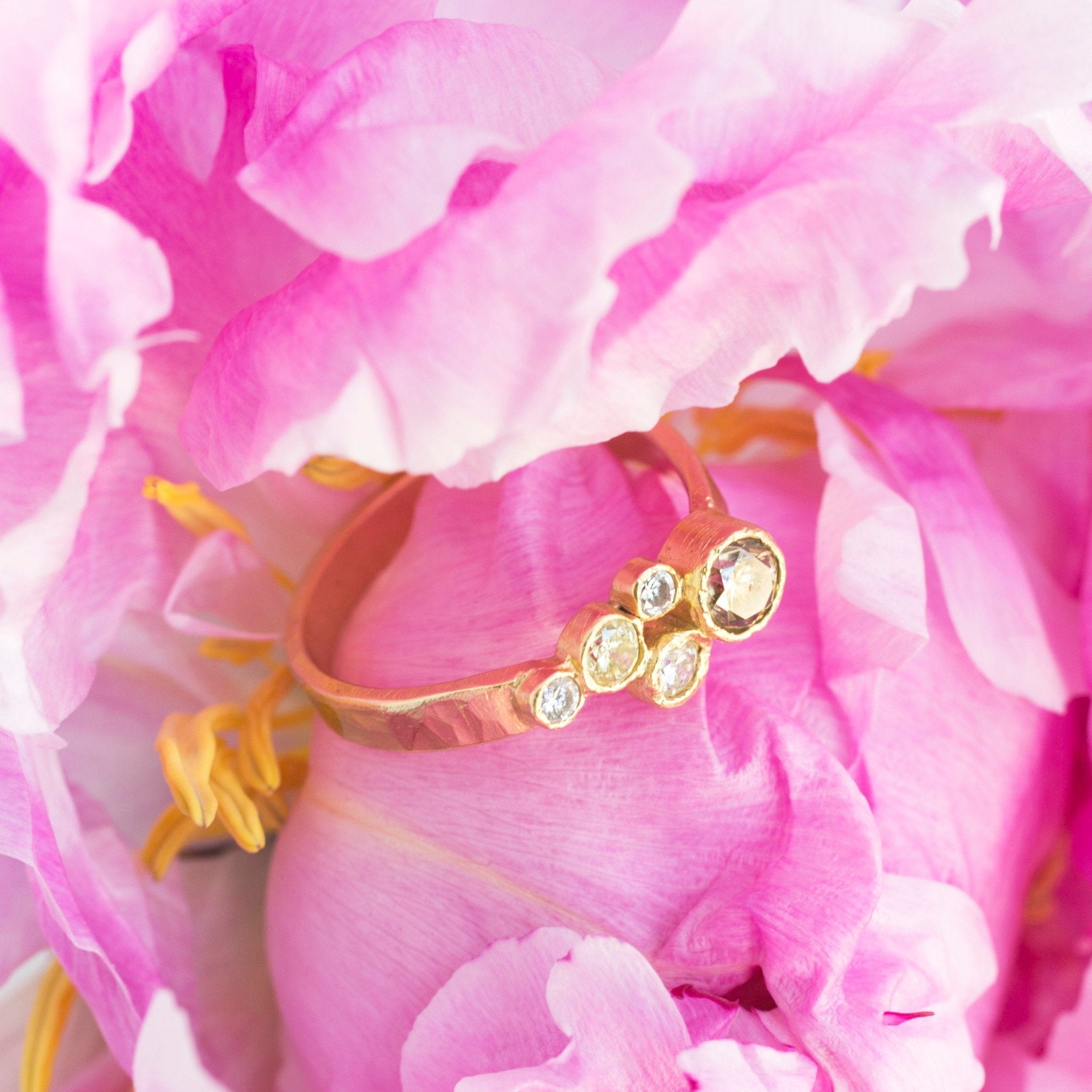 Aurora Champagene Diamond Cluster Engagement Ring - MTD