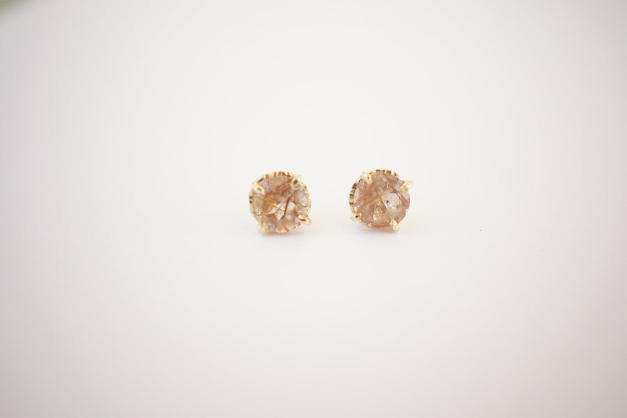 Copper Rutilated Quartz Studs - Melissa Tyson Designs