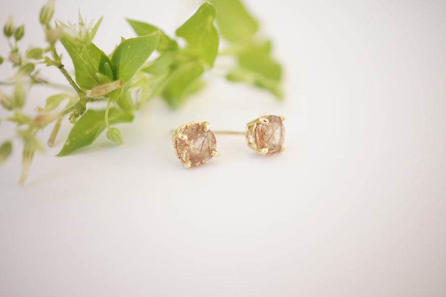 Copper Rutilated Quartz Studs - Melissa Tyson Designs