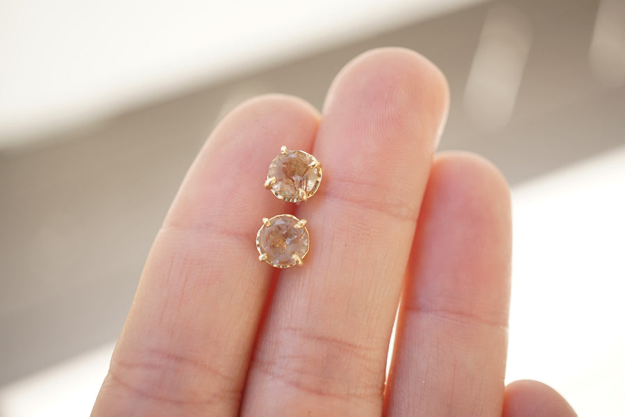 Copper Rutilated Quartz Studs - Melissa Tyson Designs