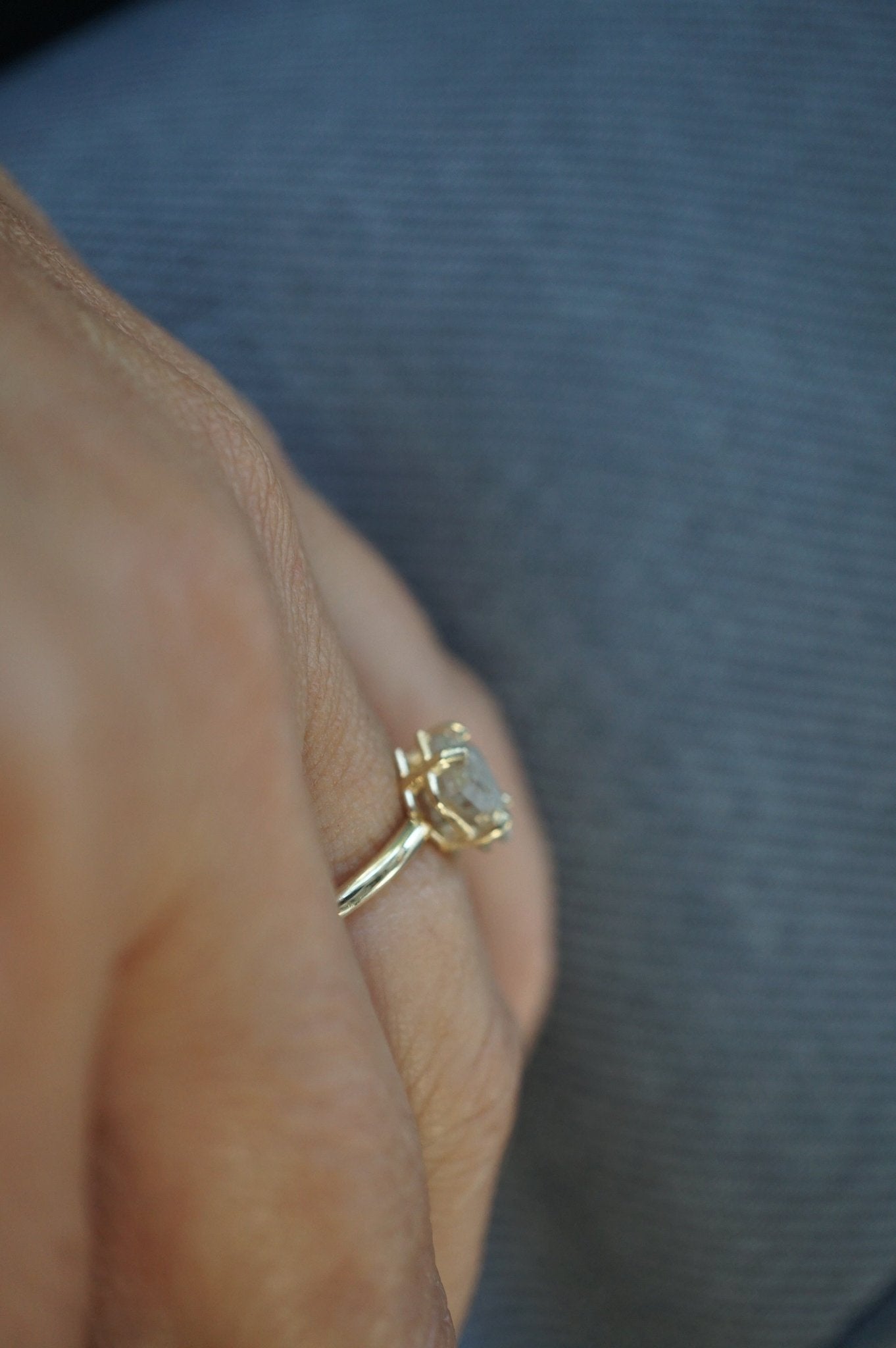 Kite 3 Soft Gray Salt and Pepper Diamond Ring - MTD