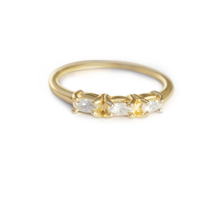 Thea Three Oval East West Moissanite Stacking Ring - MTD