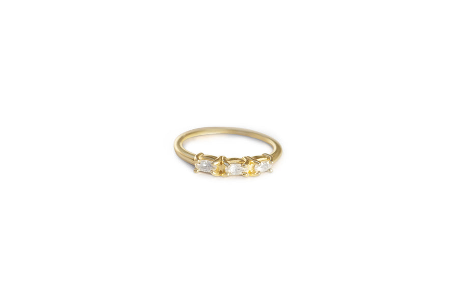 Thea Three Oval East West Moissanite Stacking Ring - MTD