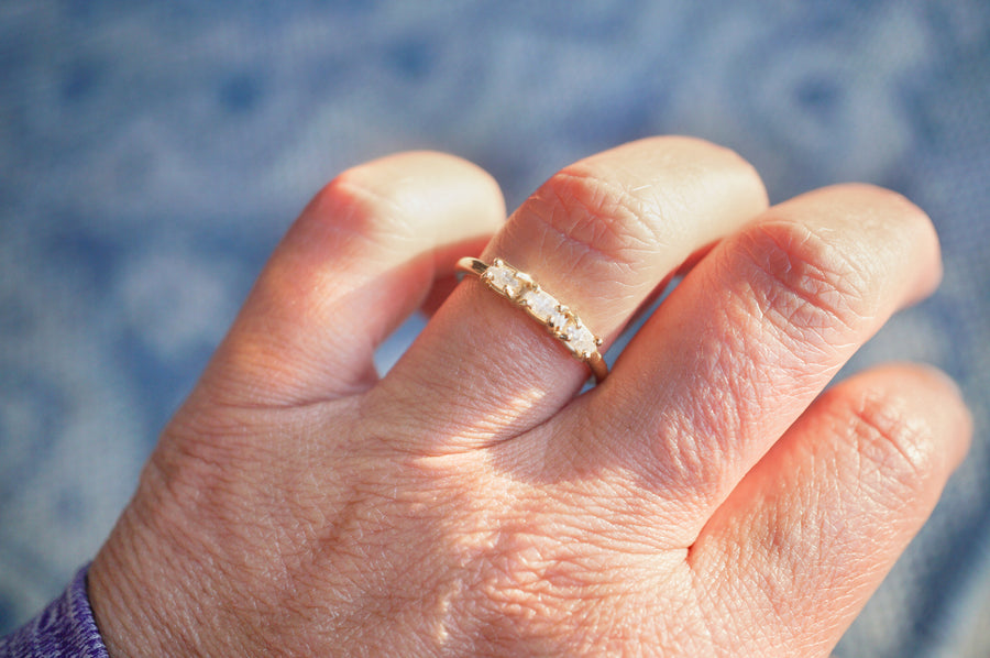 Thea Three Oval East West Moissanite Stacking Ring - MTD