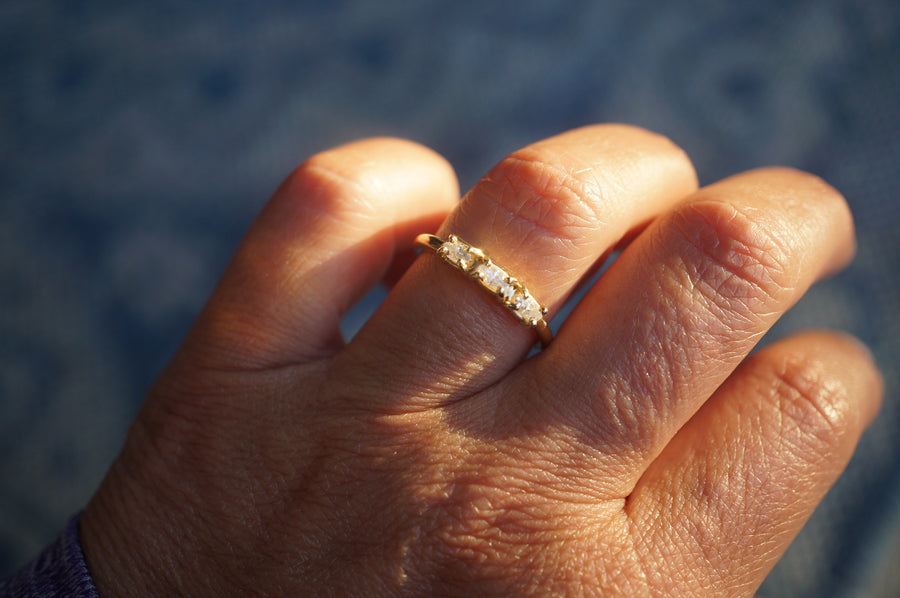 Thea Three Oval East West Moissanite Stacking Ring - MTD