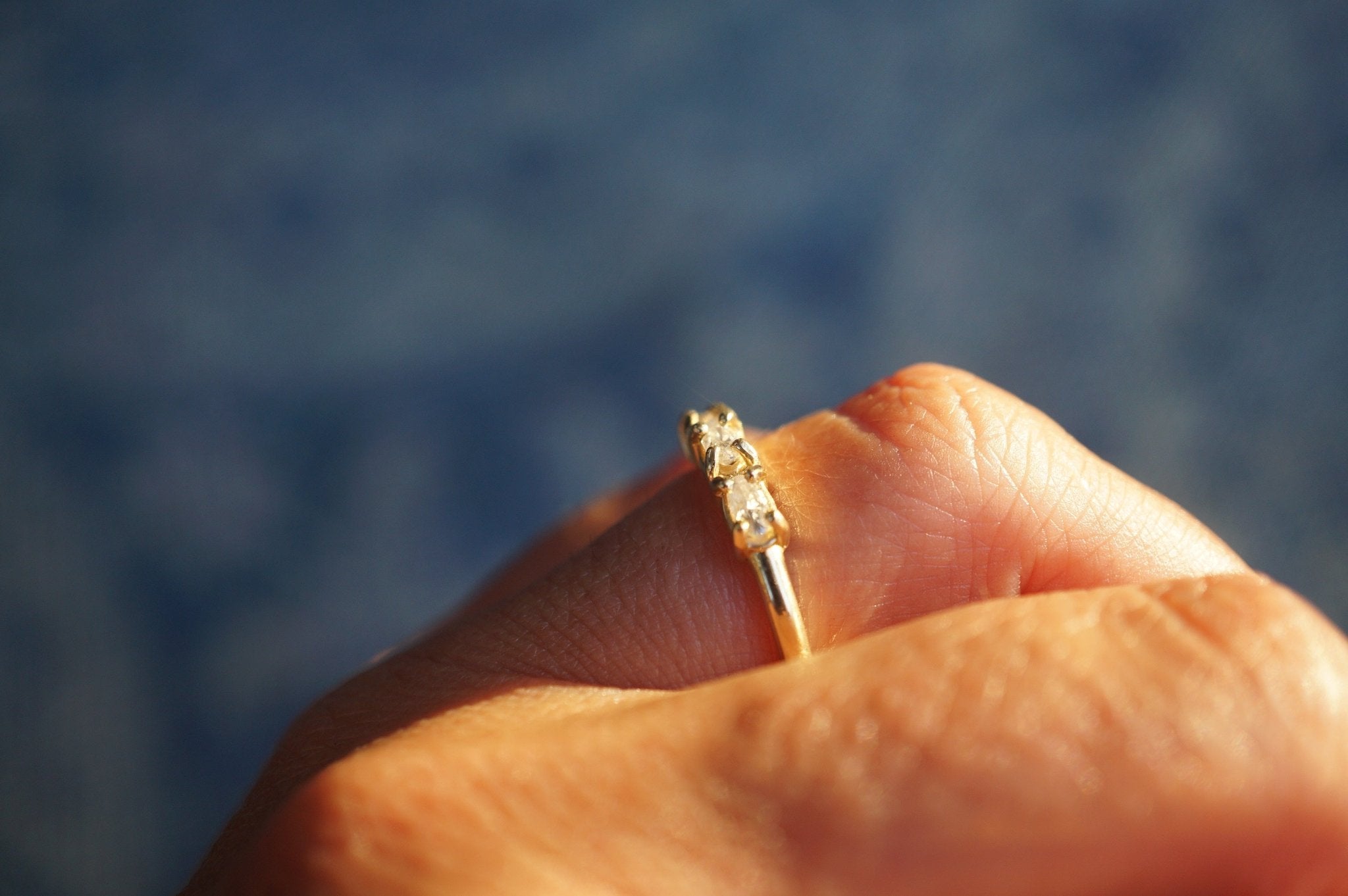 Thea Three Oval East West Moissanite Stacking Ring - MTD