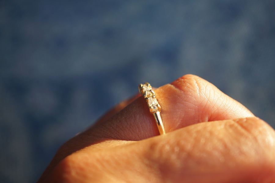 Thea Three Oval East West Moissanite Stacking Ring - MTD