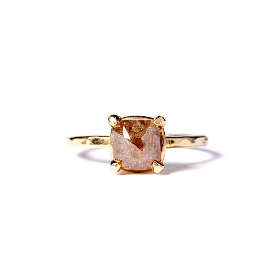 Red Rocks Cushion Cut Salt and Pepper Diamond Engagement Ring - MTD