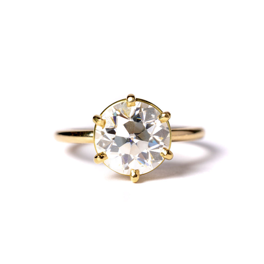 Daphne | 3.5ct Antique Cut Round Moissanite 18k Yellow Gold Engagement Ring Ready to Ship - MTD
