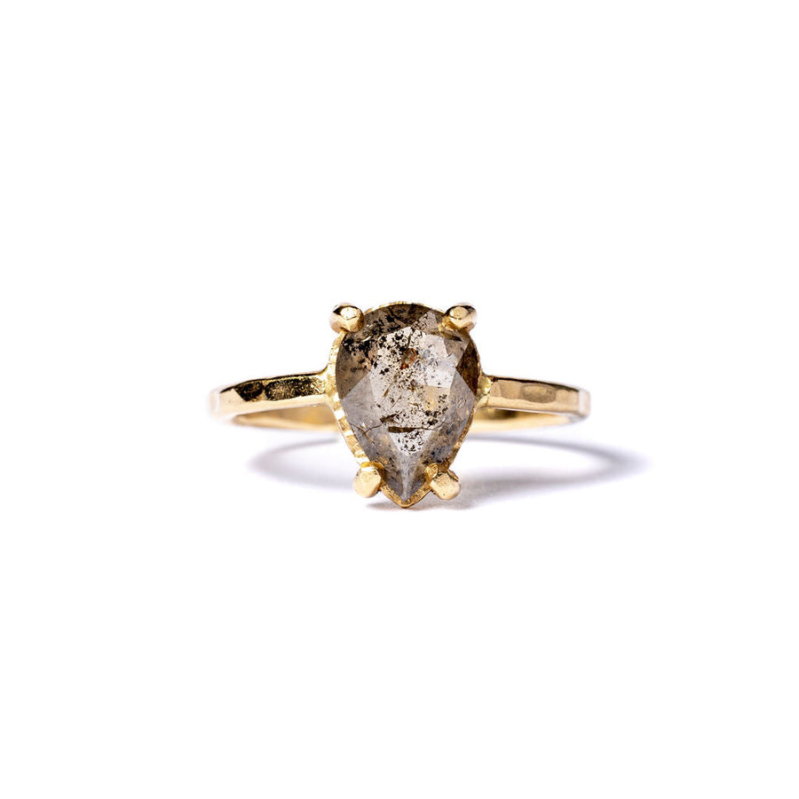 2ct Pear Salt and Pepper Diamond Engagement Ring Ready To Ship - MTD