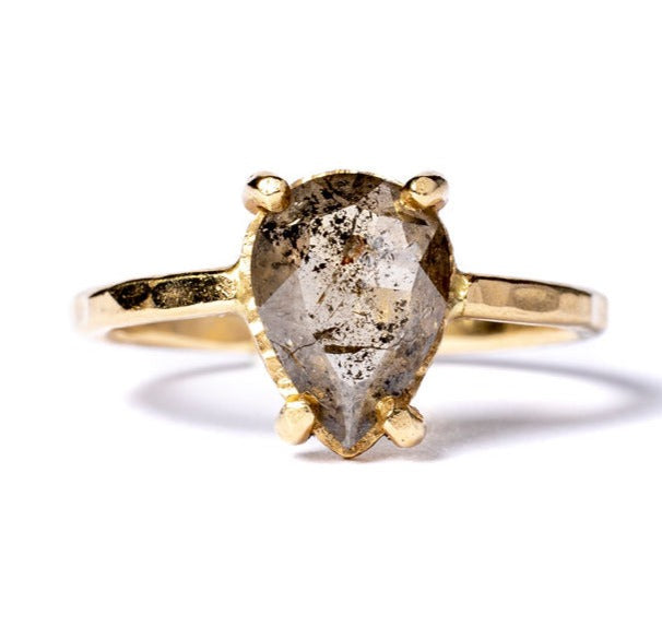 Delia 2ct Pear Salt and Pepper Diamond Engagement Ring MTD