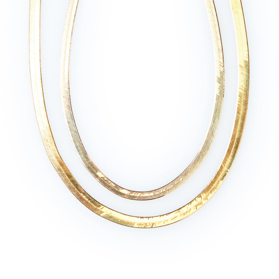 Medium Gold Brush Stroke Herringbone Necklace - MTD