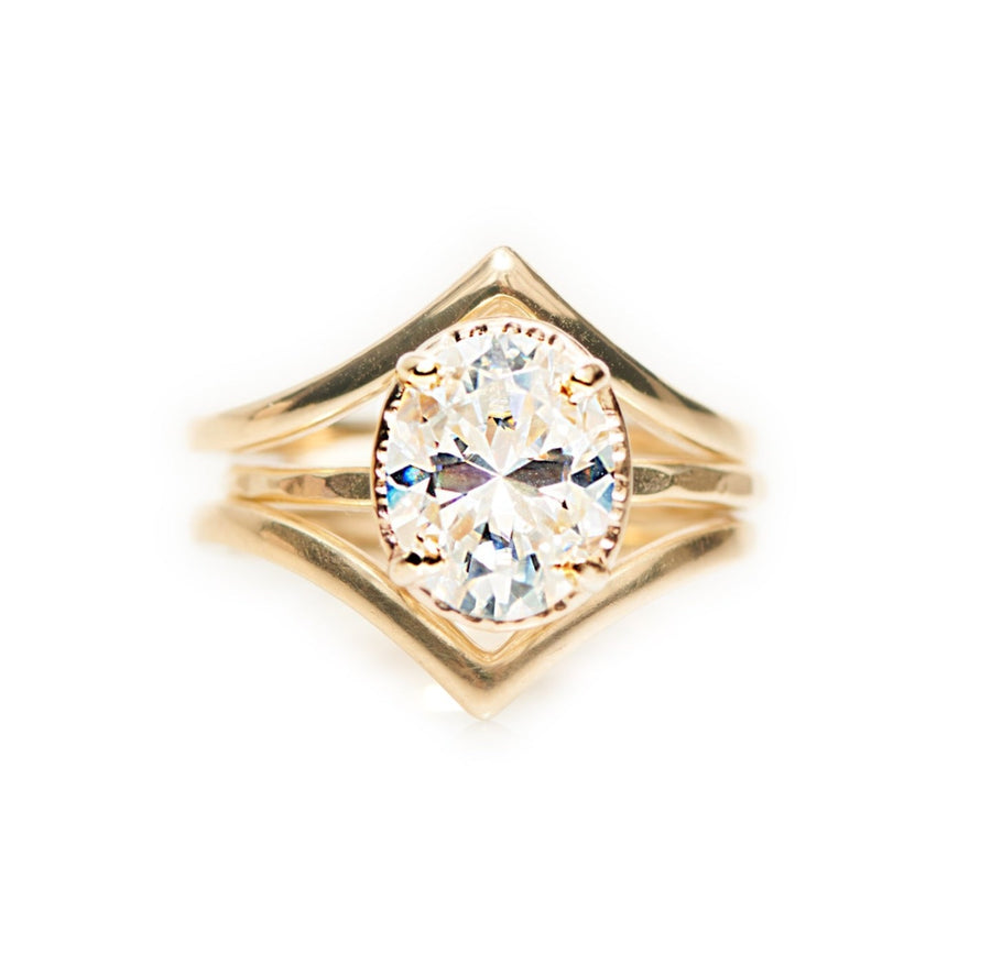 Ahna with V Bands Engagement Ring Set - MTD