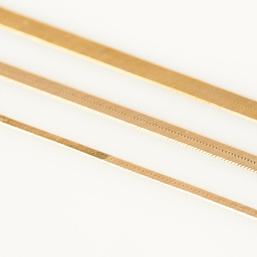 Small Gold Brush Stroke Herringbone Gold Necklace - MTD
