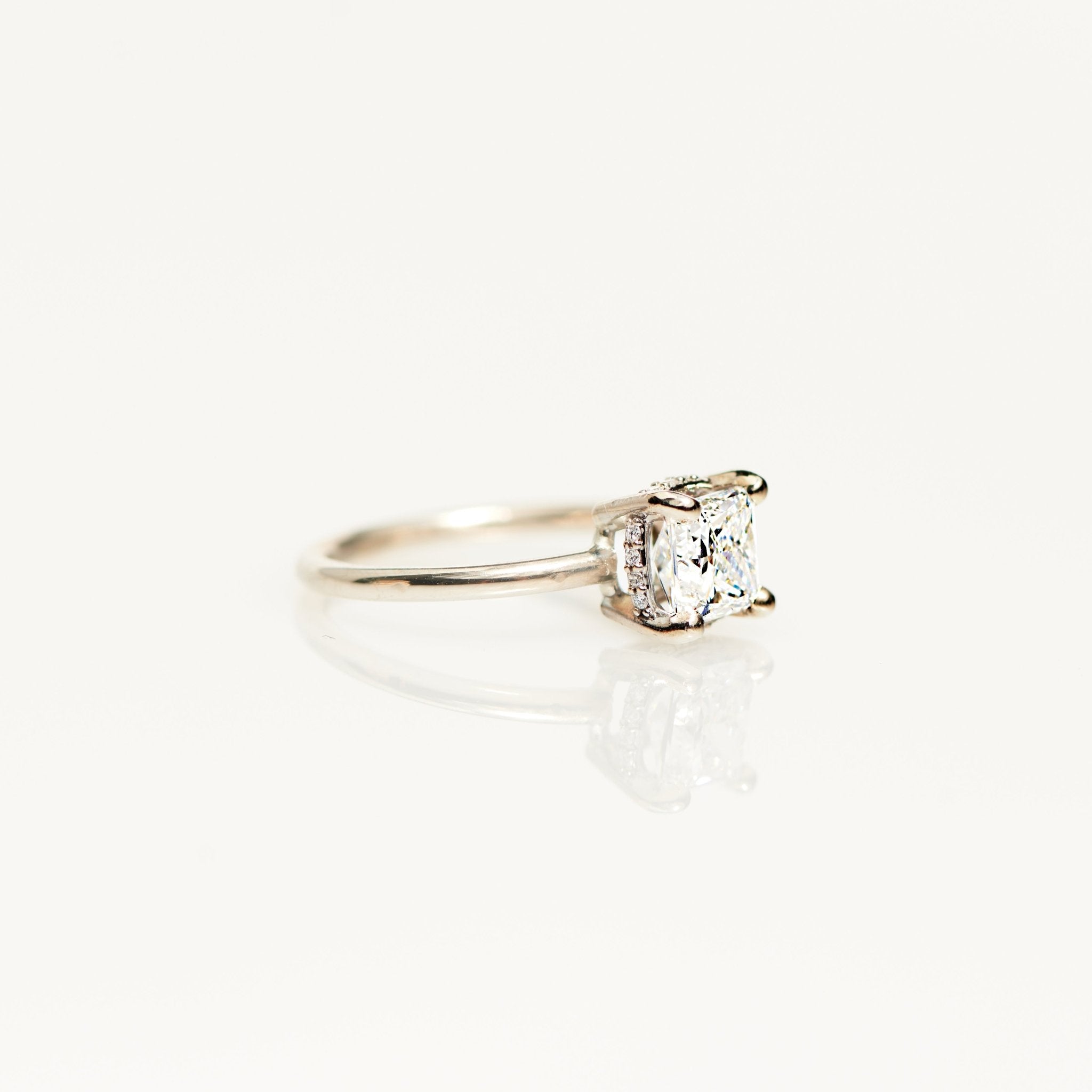 Shephard Princess Cut Diamond Hidden Halo Basket 14k Natural White Gold - MTD