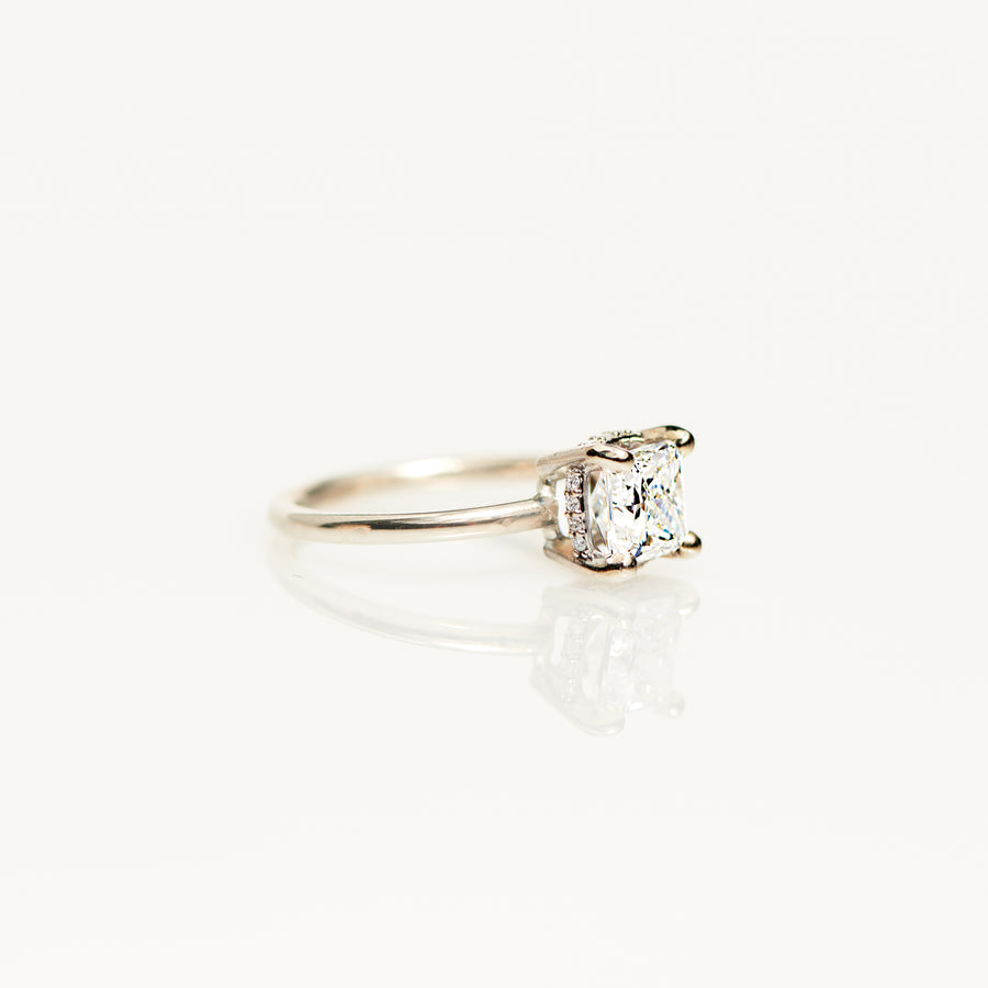 Shephard Princess Cut Diamond Hidden Halo Basket 14k Natural White Gold - MTD