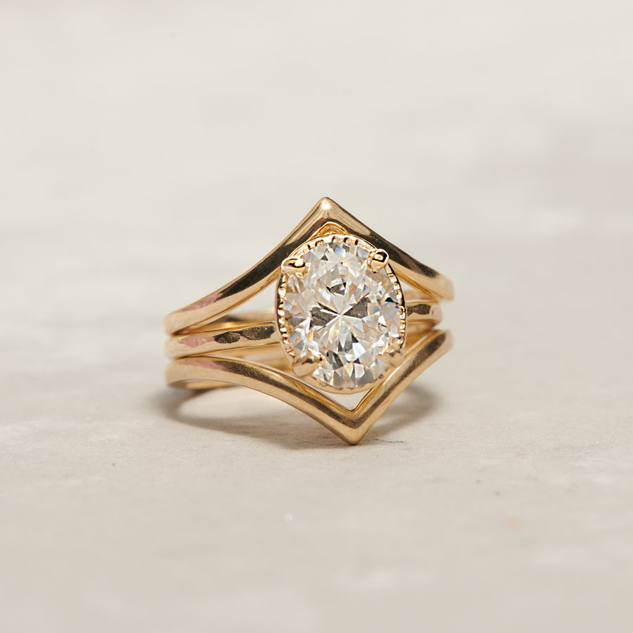 Ahna with V Bands Engagement Ring Set - MTD