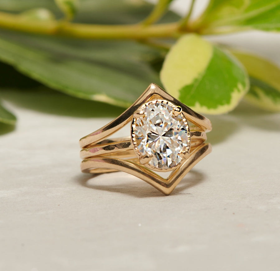Ahna with V Bands Engagement Ring Set - MTD