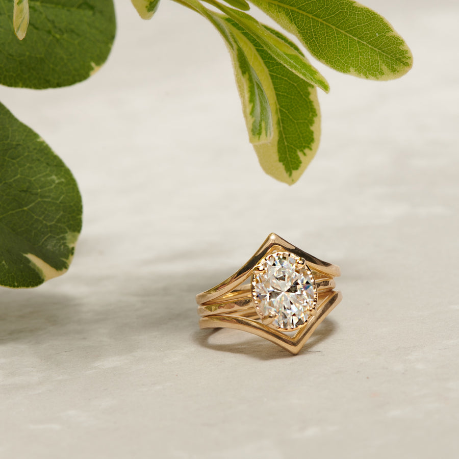 Ahna with V Bands Engagement Ring Set - MTD