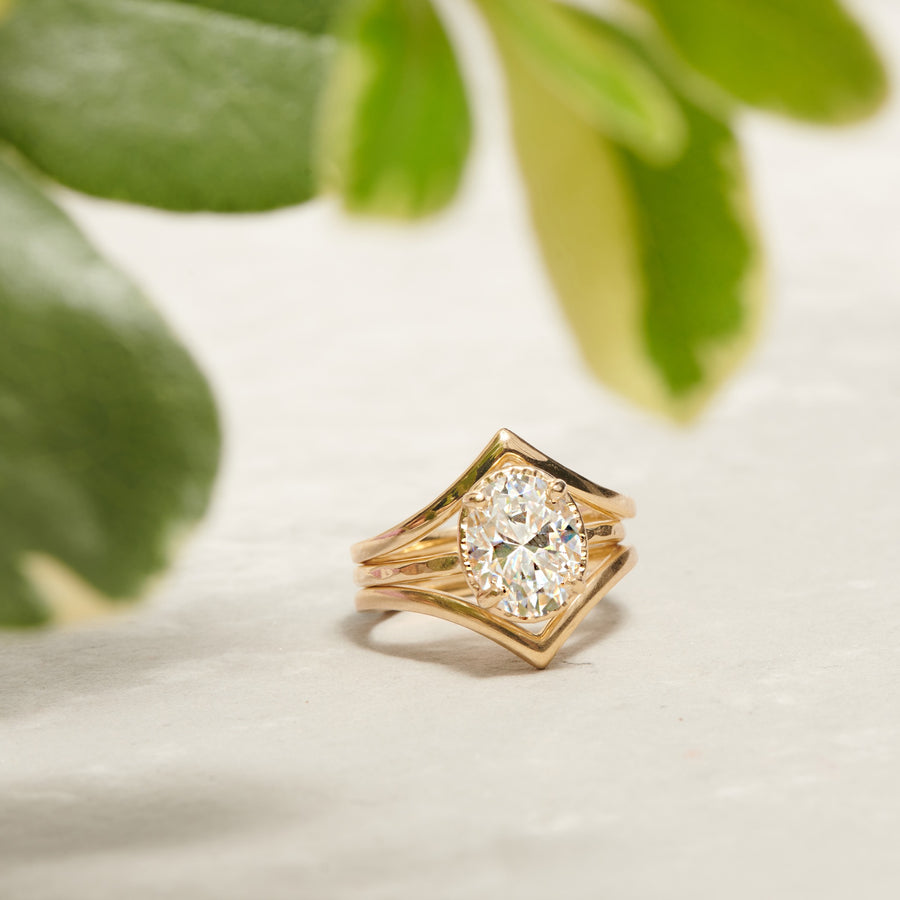 Ahna with V Bands Engagement Ring Set - MTD