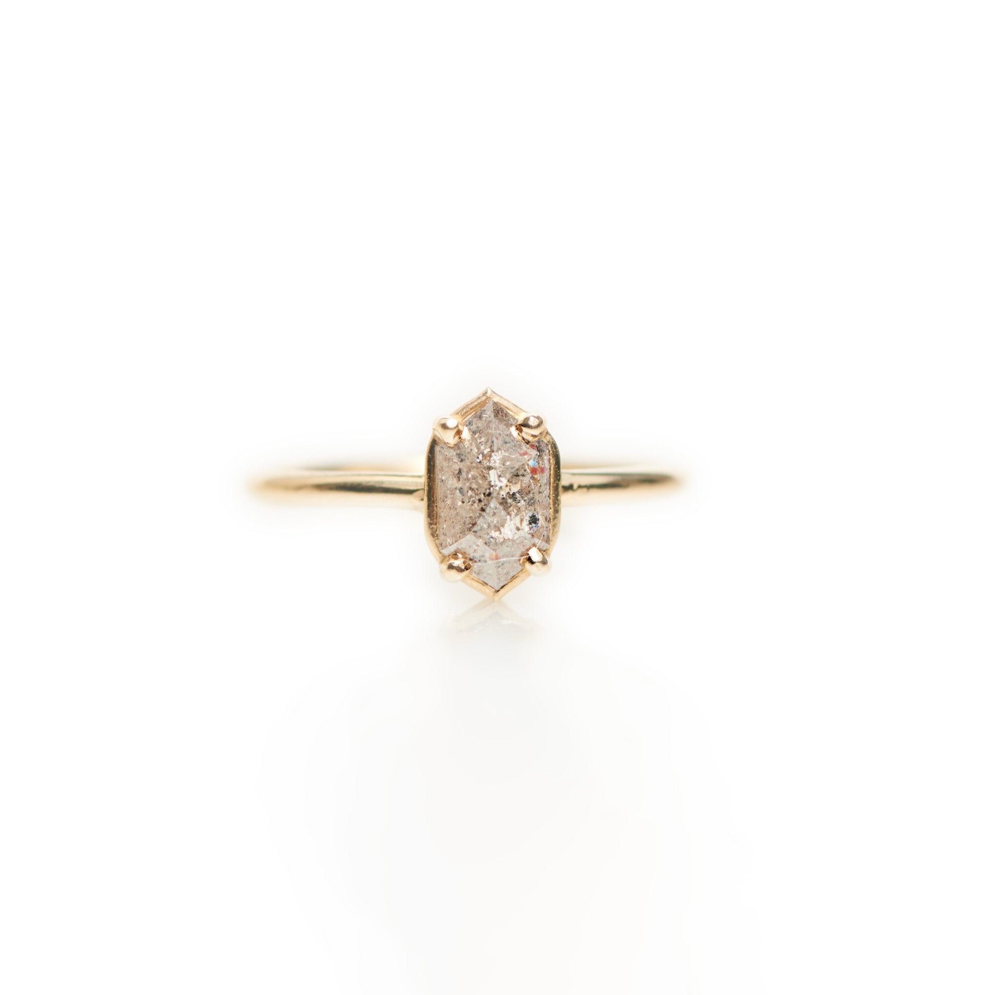 Kensie Elongated Hexagon Salt & Pepper Diamond Engagement Ring - MTD